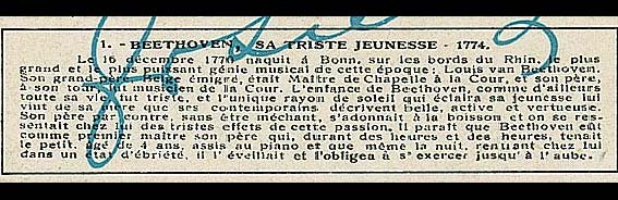 Liebig's card - Life of Beethoven in French...